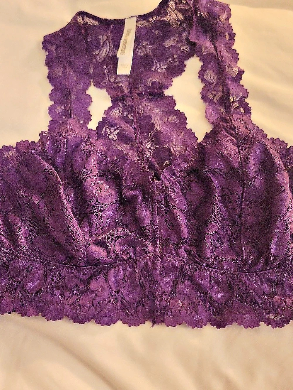 Zenana Outfitters Purple Floral Lace Bandeau